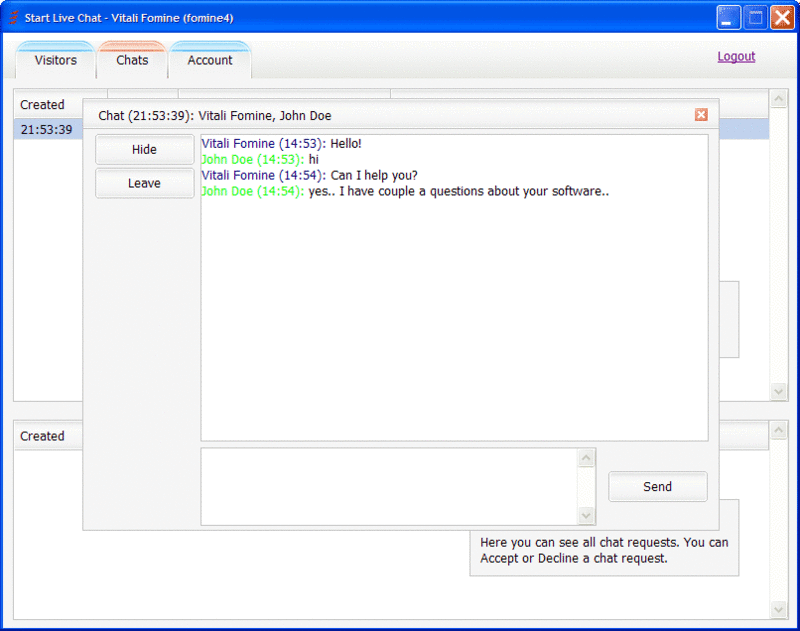 Start Live Chat Screenshot